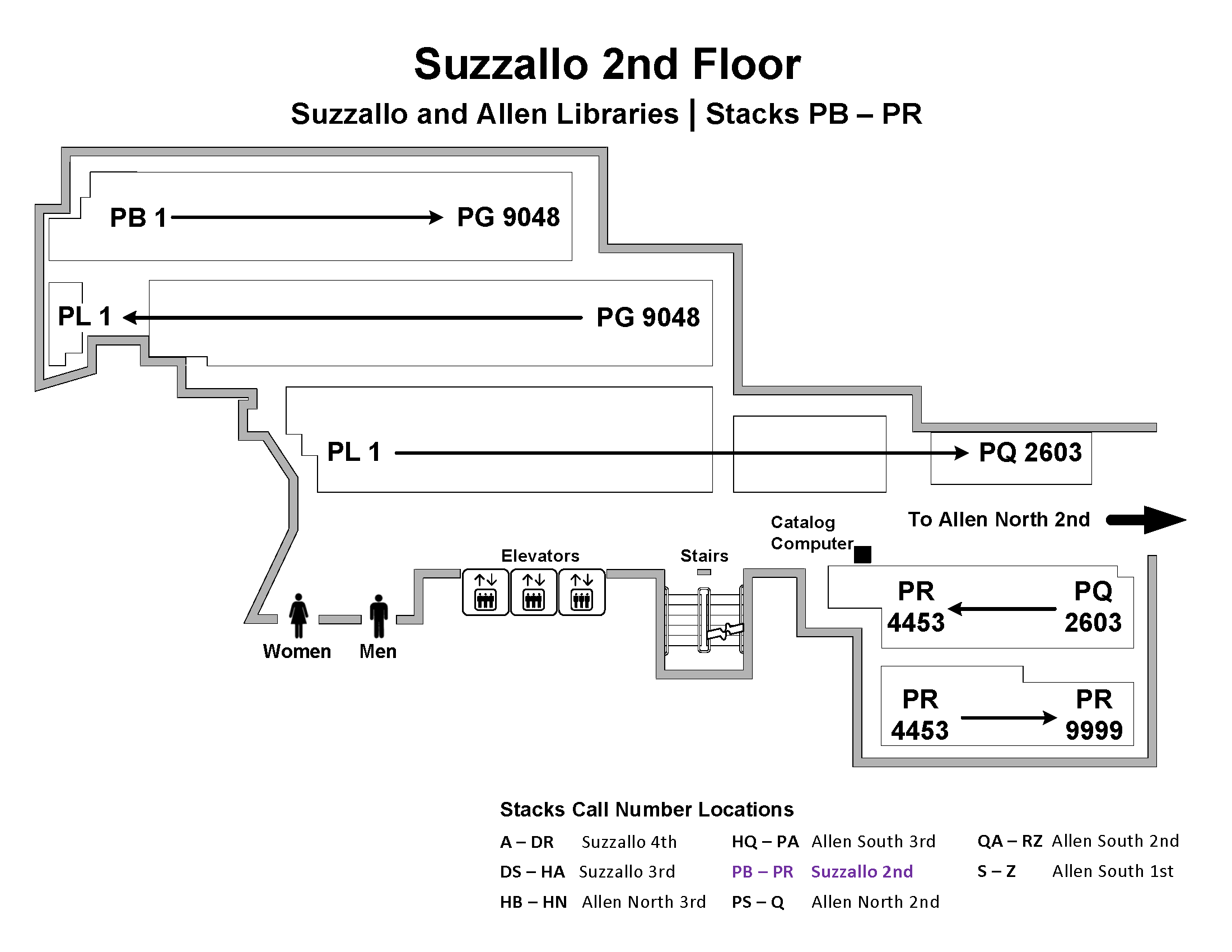 Call Number Map - Suzzallo 2nd