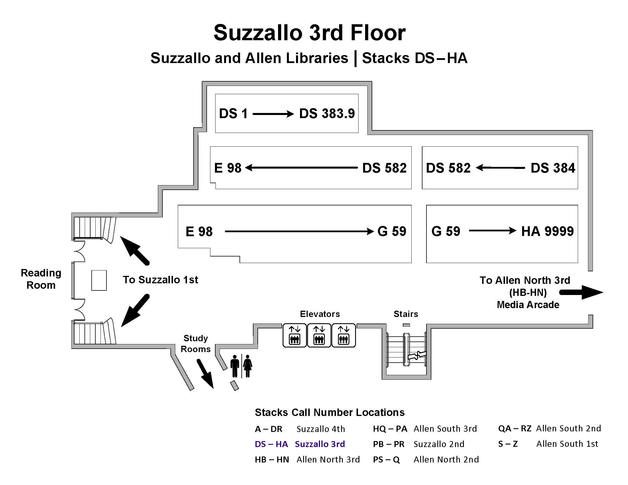 Call Number Map - Suzzallo 3rd