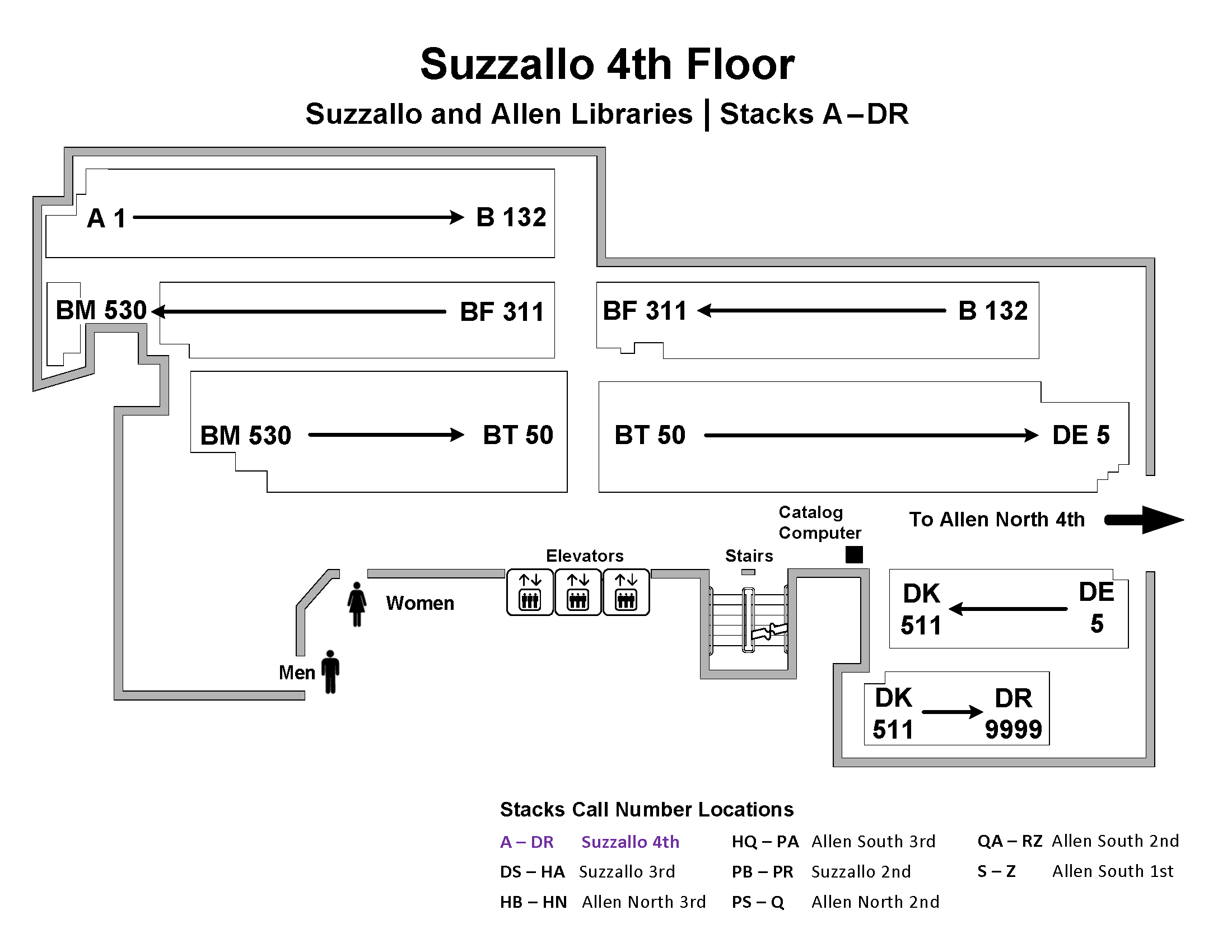 Call Number Map - Suzzallo 4th