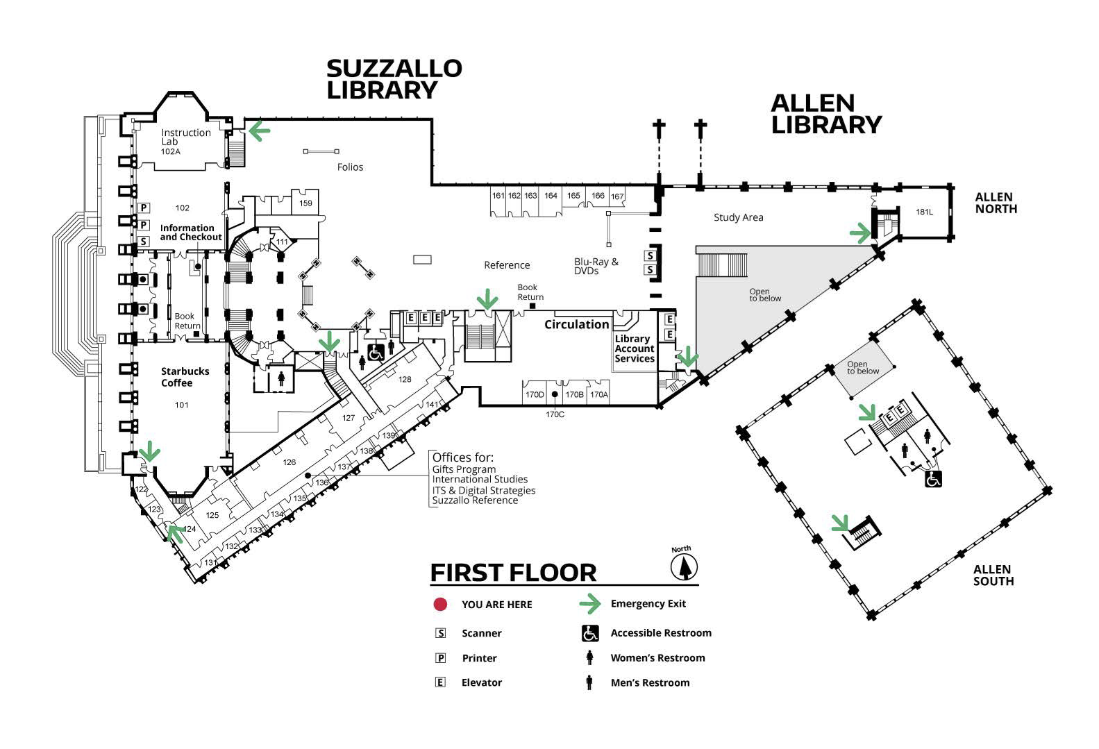 Suzzallo and Allen First Floor Map