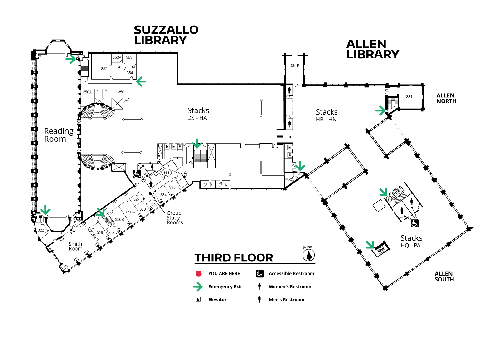 Suzzallo and Allen Third Floor Map