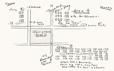 Camp Harmony Map, Letter from Kenji Okuda, 5/12/42